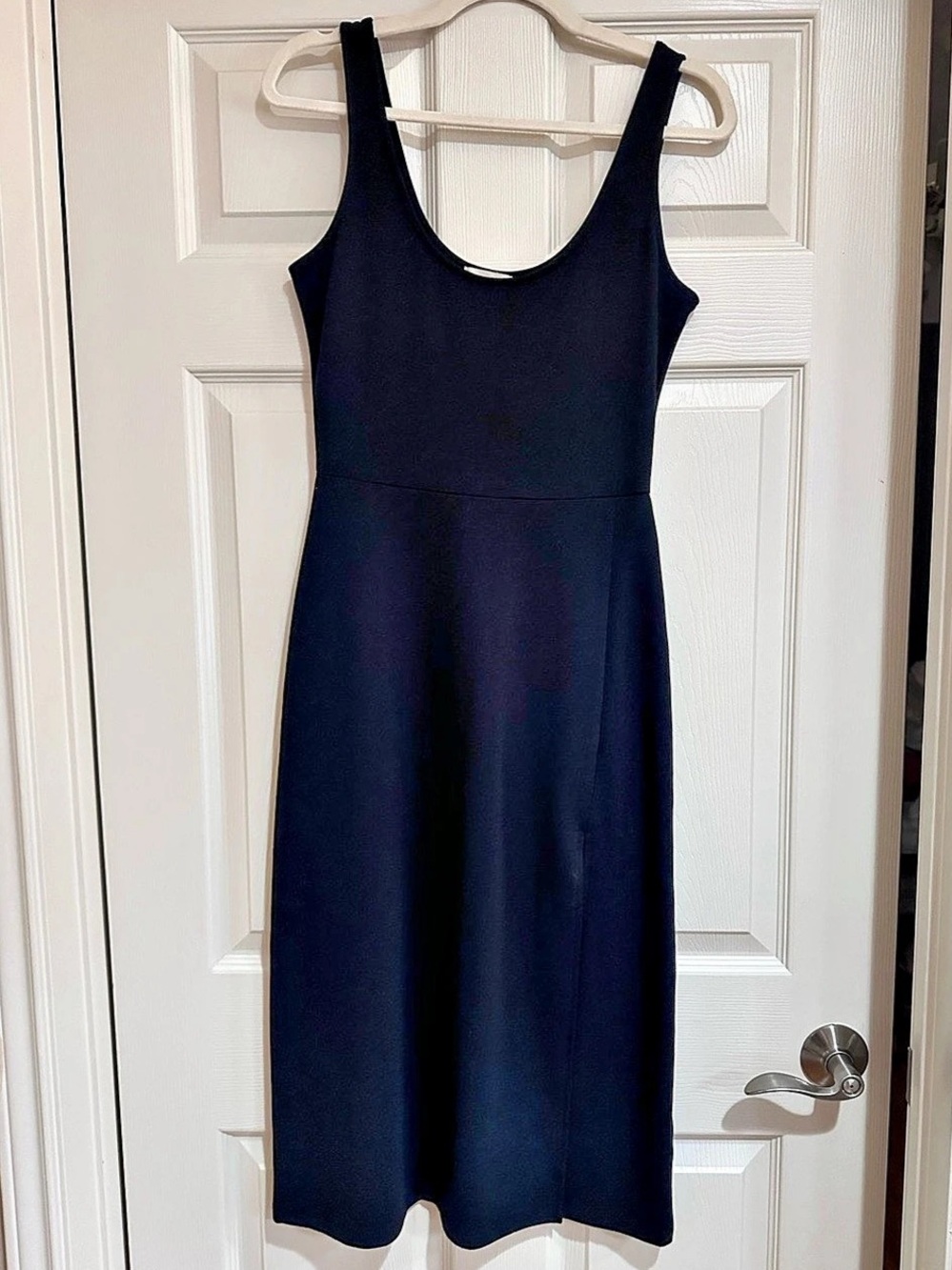 Open Edit Scoop Neck Midi Dress Women's Black Size Medium